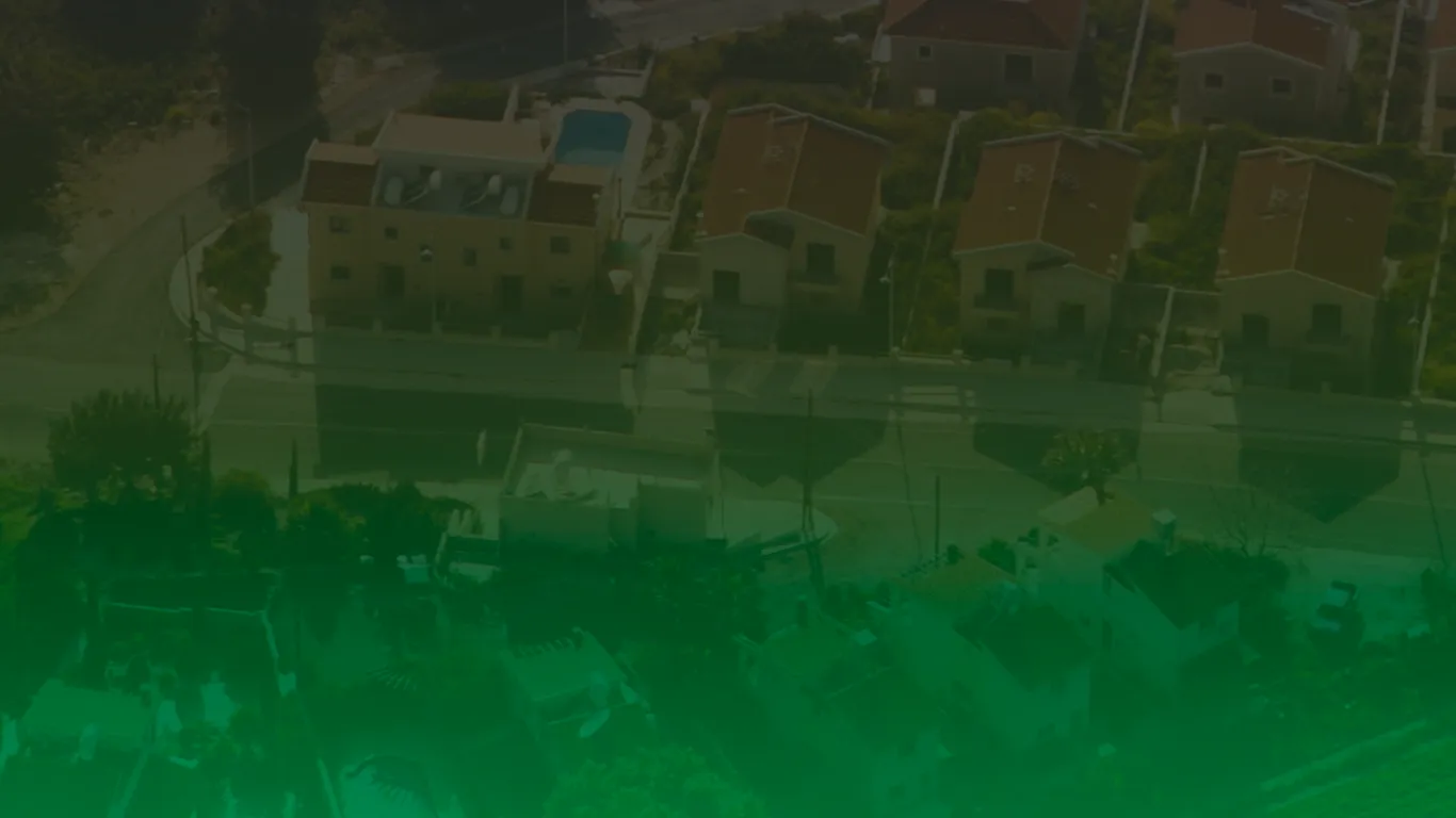 Vista aérea de un conjunto de casas campestres